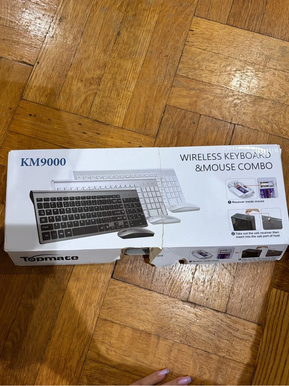 Wireless Keyboard and Mouse Combo - Topmate white and silver